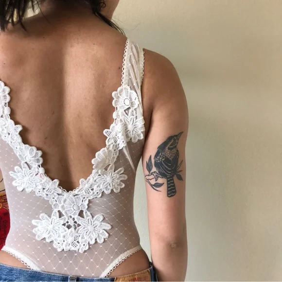 Victoria Secret White Floral Body Suit - Picture 2 of 3